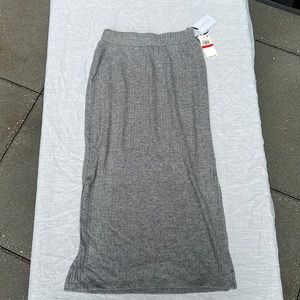 Grey Ribbed Midi Skirt